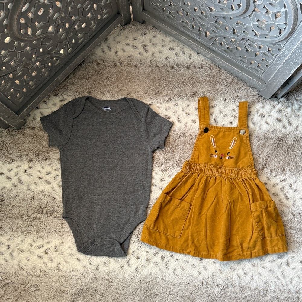 Little Me Old Navy bunny rabbit set girls 18 months corduroy Easter garden party